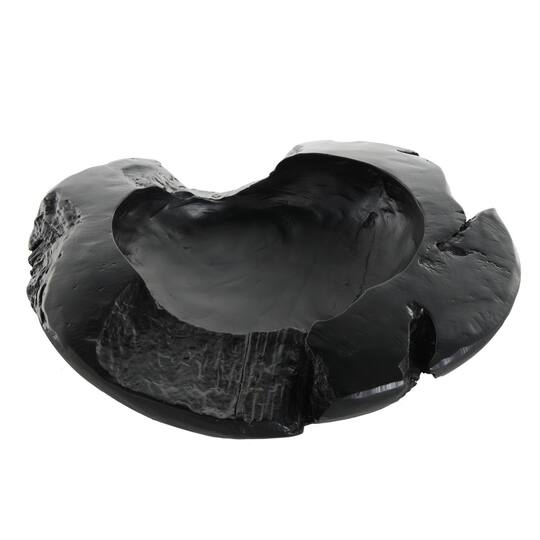 17.75" Black Teak Wood Handmade Live Edge Decorative Bowl